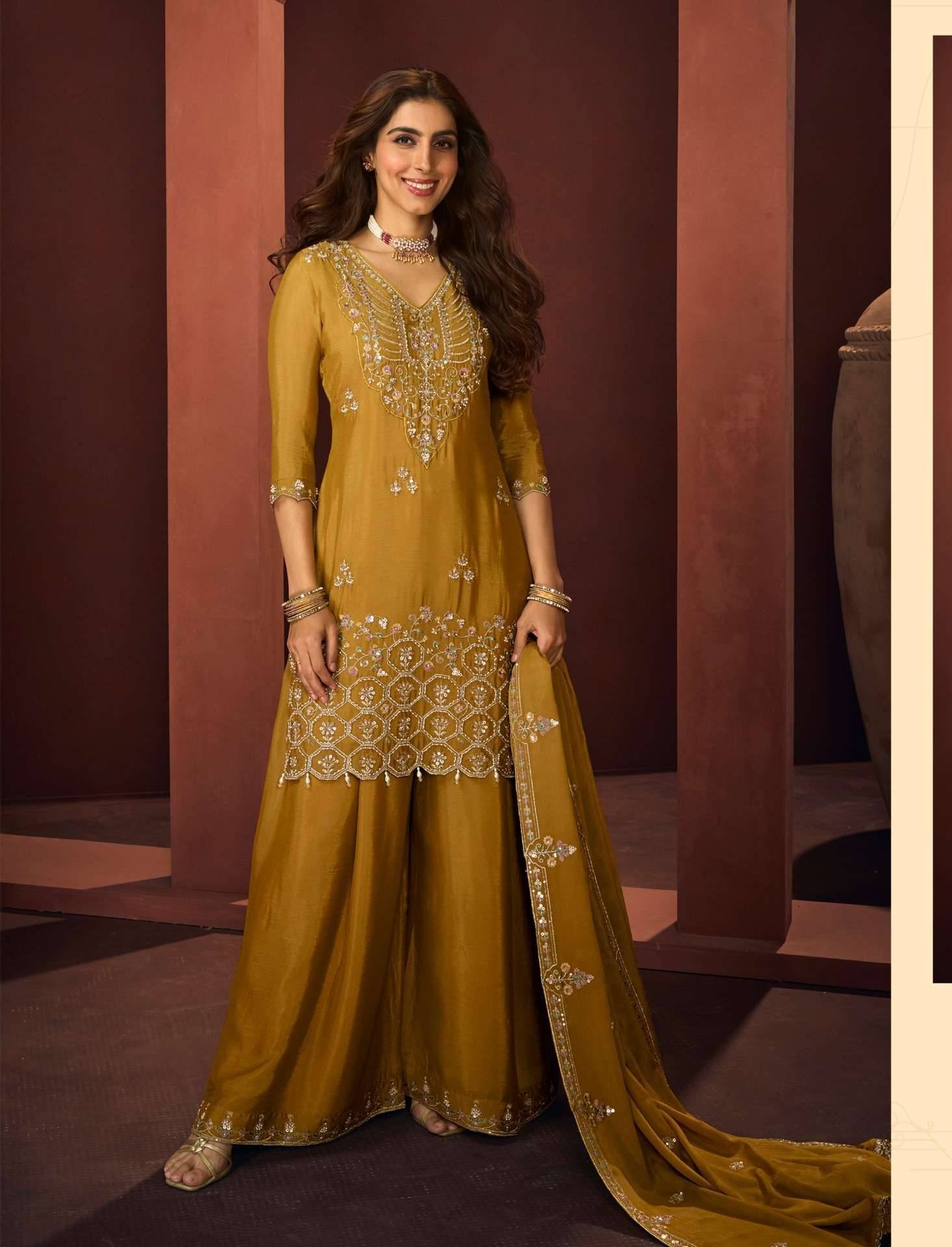 Vouch JMD-5013 yellow Wholesale wedding salwar kameez market